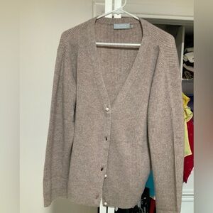Lightweight 100% pure cashmere beige cardigan, XL